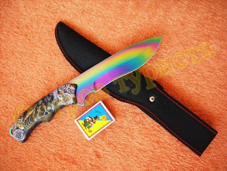 Нож охотничий туристический Хамелеон с чехлом битой 28см, фото №3