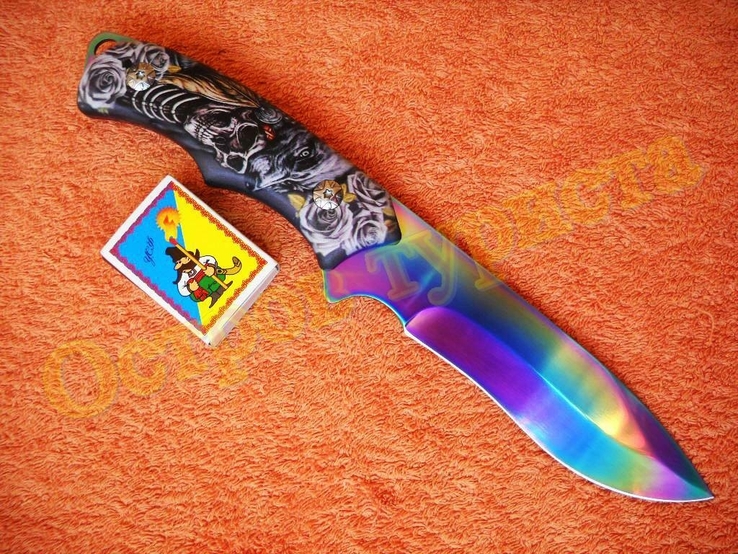 Нож охотничий туристический Хамелеон с чехлом битой 28см, фото №6