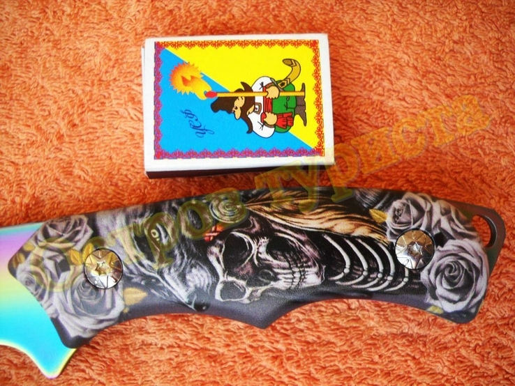 Нож охотничий туристический Хамелеон с чехлом битой 28см, фото №8