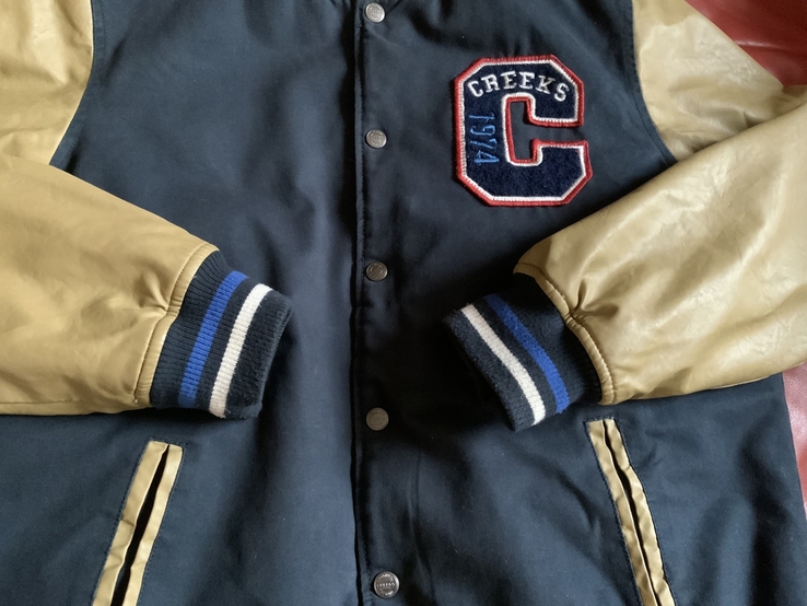 Куртка на кнопках CREEKS, кожаные рукава, р.XXL, фото №3