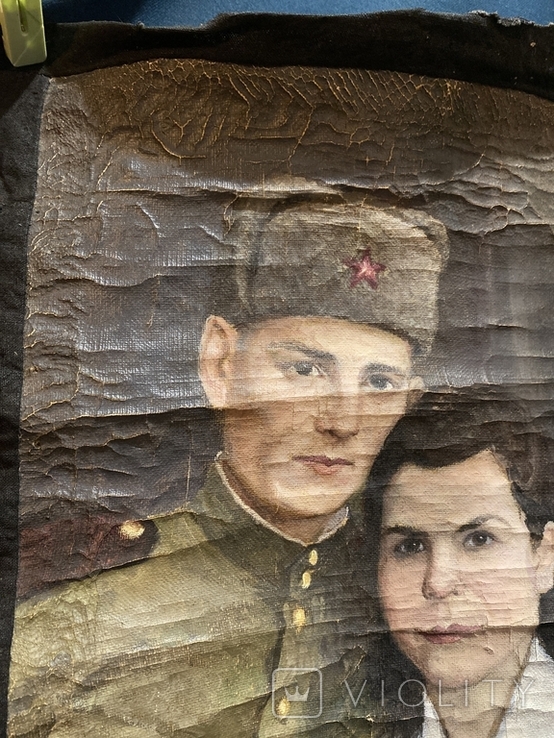Портрет військового з дружиною 40х50 см, фото №5