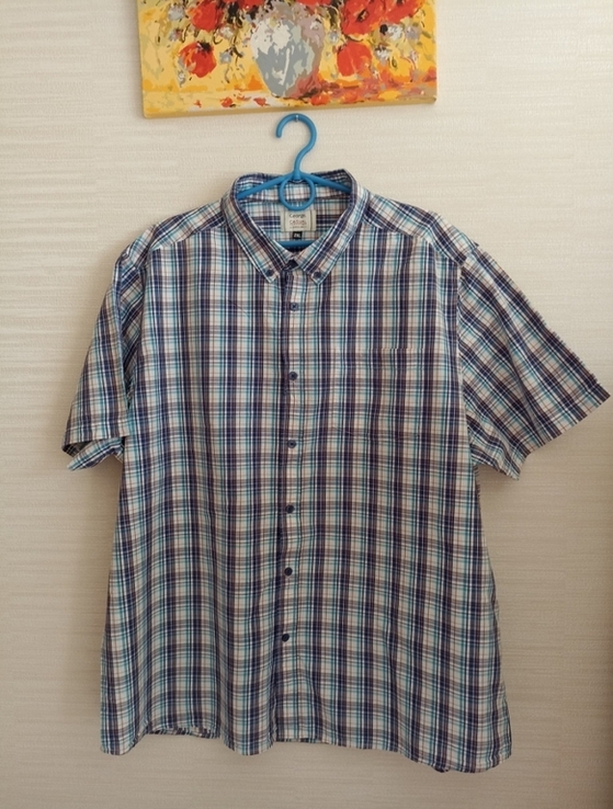 George Хлопковая красивая мужская рубашка короткий рукав 2XL, фото №6