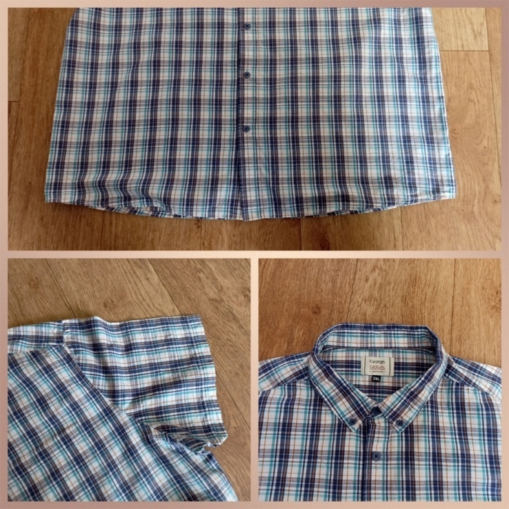 George Хлопковая красивая мужская рубашка короткий рукав 2XL, numer zdjęcia 9