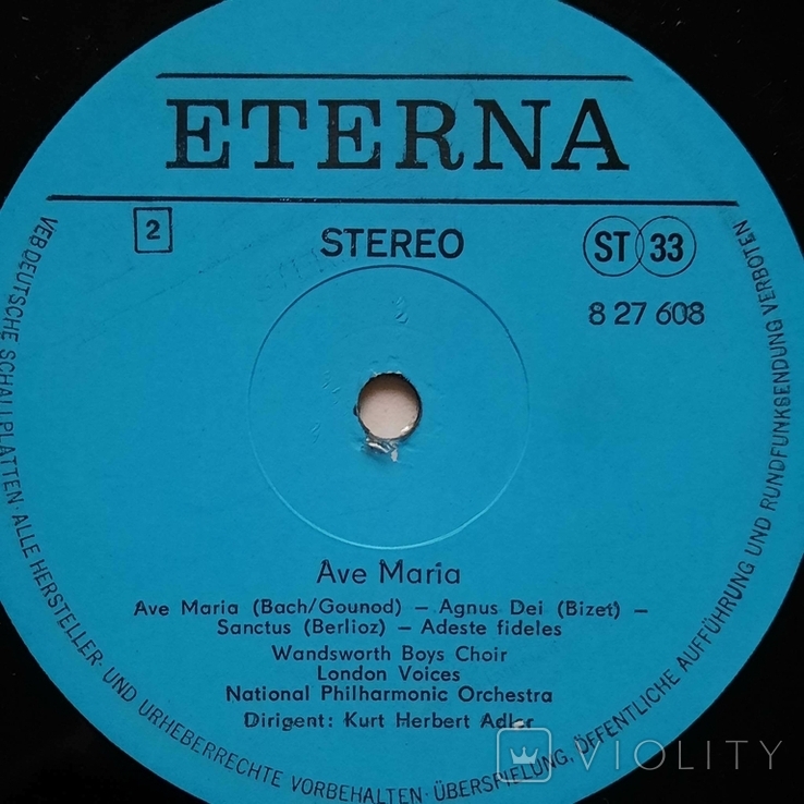 Luciano Pavarotti / Ave Maria ETERNA Stereo / Album «VIOLITY» / 1982 / / - / / LP Vinyl Label / blue