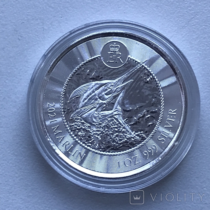 1 доллар Каймановы острова 2021 серебро, фото №2