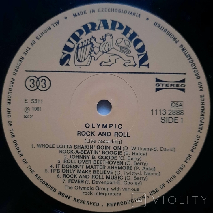 // Repress Olympic / / Roll 1982 Rock / / «VIOLITY» (2) Stereo Supraphon And LP - // / Vinyl