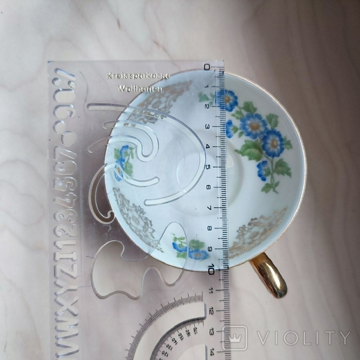 Чайная тройка с цветочной композицией Незабудки Германия Третий рейх, photo number 7