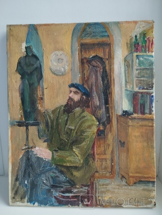  Картина "В мастерской" 1968г. худ. С. Шишко37,5х30