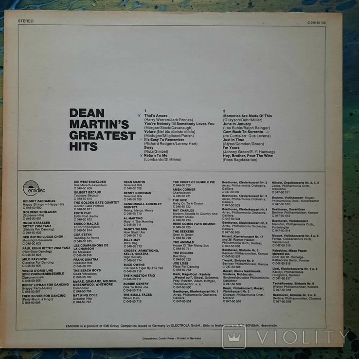 Dean Martin / Dean Martin's Greatest Hits / Germany / Emidisc / Vinyl / LP / Compilation, photo number 4