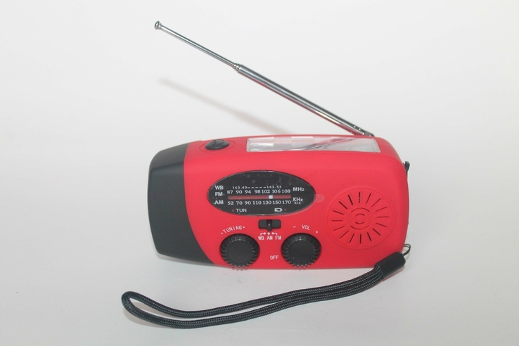 Портативне динамо-радіо із зарядкою USB, Power Bank, сонячною панеллю та ліхтариком (1478), фото №3