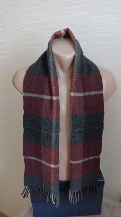 Шерстяной теплый красивый мужской шарф с бахромой, фото №3