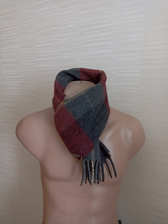 Шерстяной теплый красивый мужской шарф с бахромой, фото №4