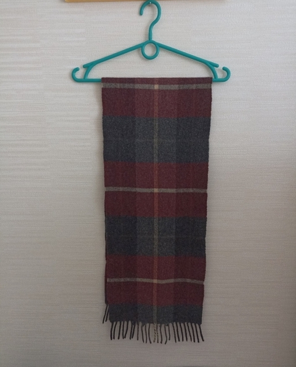 Шерстяной теплый красивый мужской шарф с бахромой, фото №5