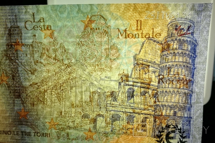 Zero 0 euro euro San Marino 2022 Vod. znaki, hologram, perforacja, mikrotekst i UV, numer zdjęcia 4