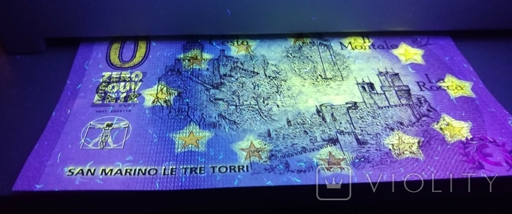 Нуль 0 євро євро Сан-Марино 2022 Vod. знаки, голограма, перфорація, мікротекст та ультрафіолет, фото №5