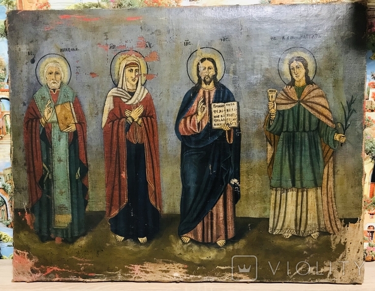 Варвара, Миколай, Спаситель, Марія - 75*59 см., фото №3