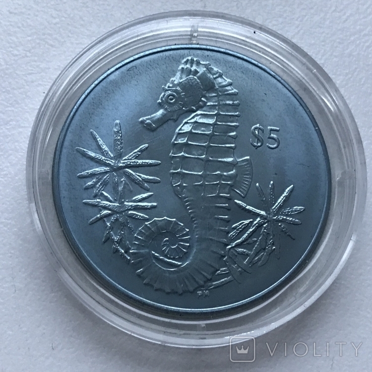 5 долларов 2014 Морской конёк Британские Виргинские Острова титан, фото №2