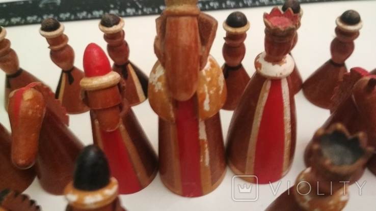 Шахмати шахи без дошки дерево Європа історичні некомплект із пошкодженнями 21 шт, фото №3