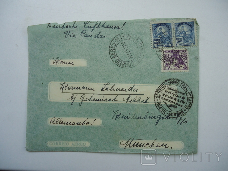 Люфтганза Цеппелин Кондор 1936 г передняя часть конверта
