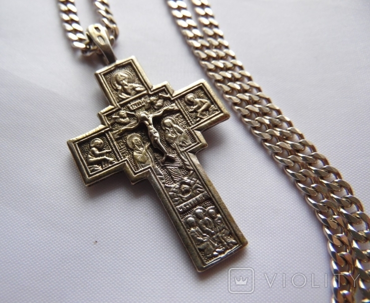 Крест с цепью серебро 925, фото №4