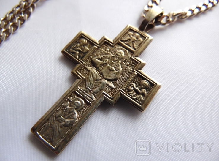 Крест с цепью серебро 925, фото №8