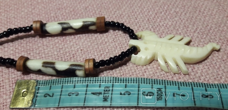 Амулет оберег ожерелье с подвеской скорпион, резная кость, photo number 4