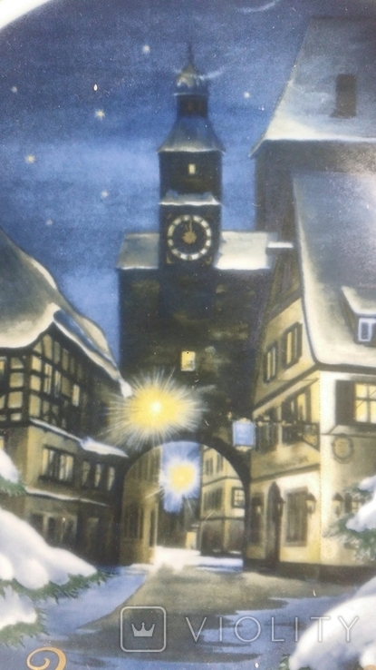Настенная тарелка Ночная улочка. Готика. Handmade. 19.5 см. Royal Tettau Германия 1978, фото №3