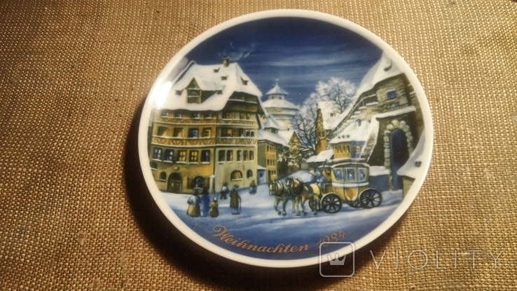 Расписная фарфоровая тарелка Старинная Карета 19.5 см. Royal Tettau Германия 1984г, фото №2