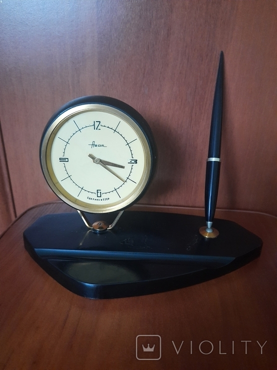 Настольный набор в комплекте часы и ручка, фото №2