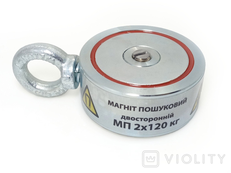 Двусторонній пошуковий магніт МП 2х120 кг Магнітон, діаметр, фото №4