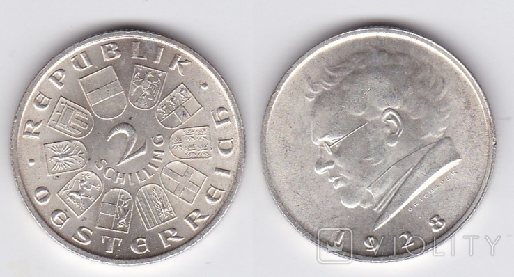 Austria, Austria - 2 Shillings 1928 - 100th Anniversary of the Death of Franz Schubert Silver