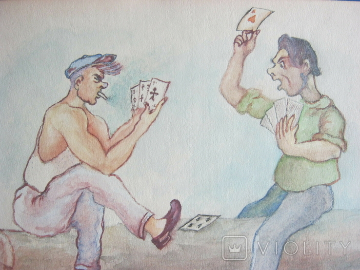 Малювання, гра в карти, азартні ігри, 1959, фото №3
