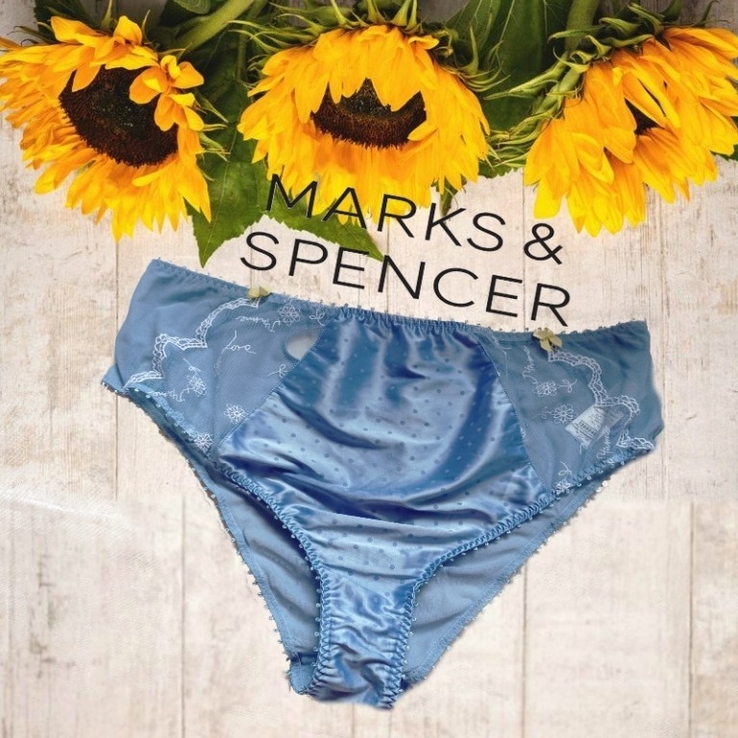 MarksSpencer EUR 44 Красивые женские трусы сеточка/ткань небесного цвета, фото №2