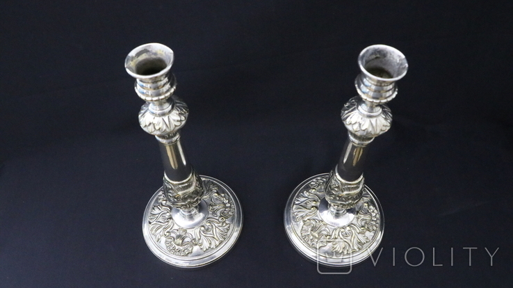 A pair of antique candlesticks, silver-plated bronze, the end of the XIX century, photo number 3