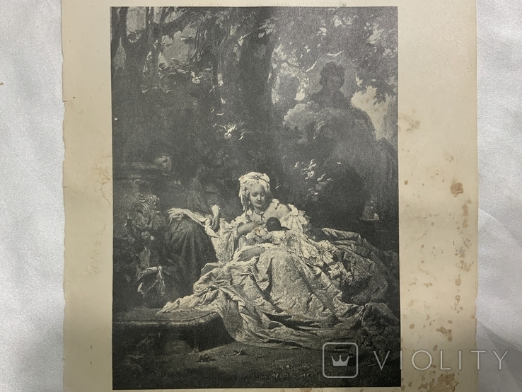 Лицен-Майер Мария Терезия кормит ребенка бедной женщины литография 19 век, фото №2