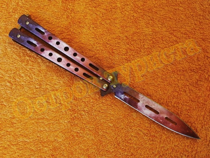 Нож бабочка Фиолетовый Градиент нож балисонг, фото №4