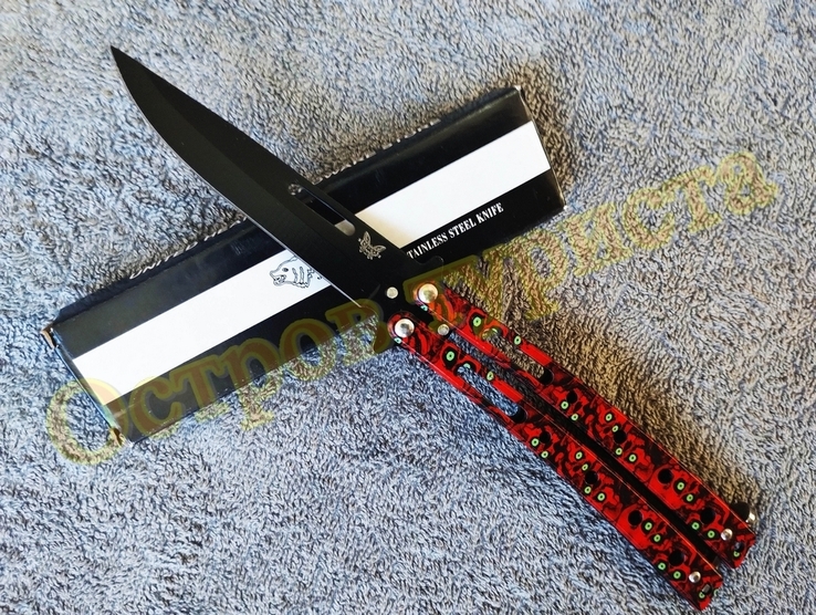 Нож складной балисонг Red Black нож бабочка, фото №2