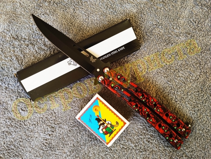 Нож складной балисонг Red Black нож бабочка, фото №3