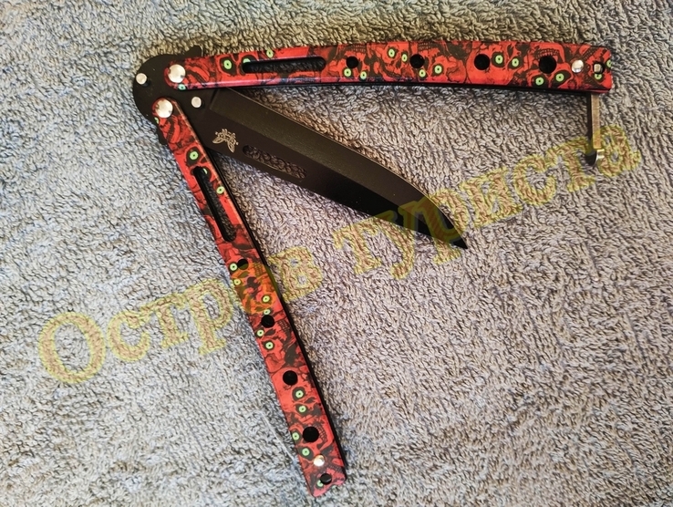 Нож складной балисонг Red Black нож бабочка, фото №6
