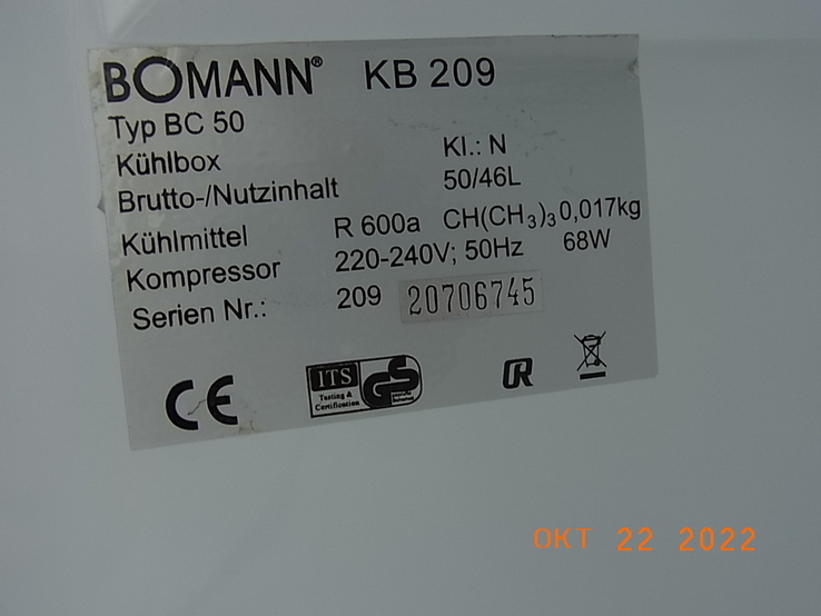 Холодильник BOMANN 50x50 см №-11 з Німеччини, фото №9