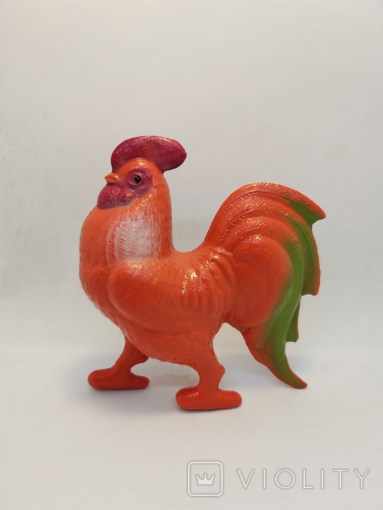 Rooster cockerel bird 13.5 cm price stamp factory ussr celluloid toy Celluloid, photo number 2