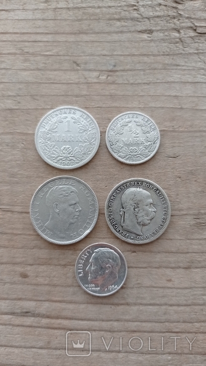 Лот серебряных монет 5 шт