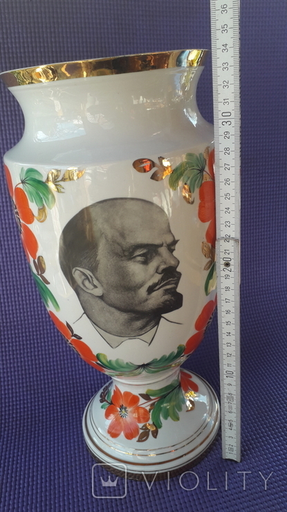 Ваза с портретом Леніна ЕКХЗ Ручний розпис, фото №8