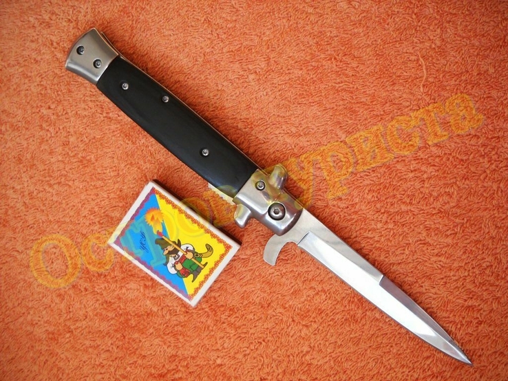 Нож складной выкидной Стилет полуавтомат 23 см черный, фото №5