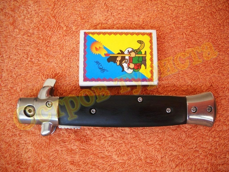 Нож складной выкидной Стилет полуавтомат 23 см черный, фото №7