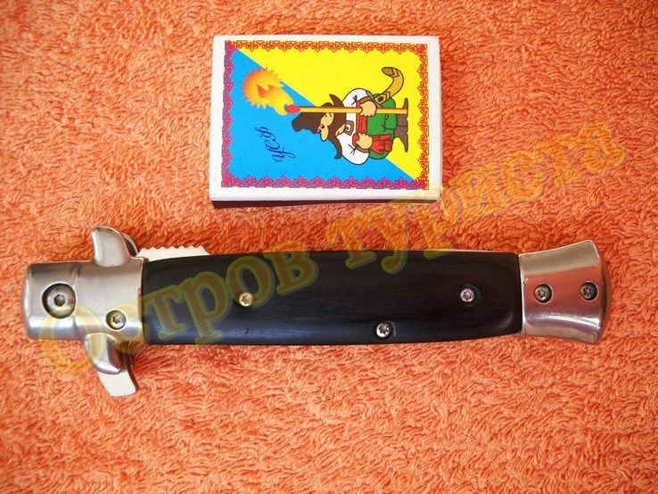 Нож складной выкидной Стилет полуавтомат 23 см черный, фото №8