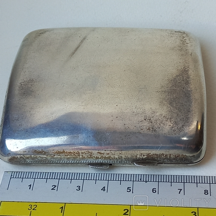 Вогнутый квадратный портсигар, серебро 900-й пробы, 116 грамм