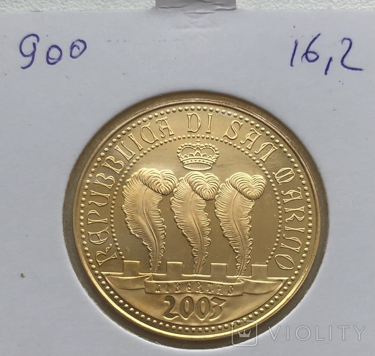 50 евро 2003 год Сан Марино золото 16,2 грамма 900, фото №2
