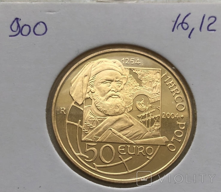 50 евро 2004 год Сан Марино Золото 16,2 грамма 900, фото №2