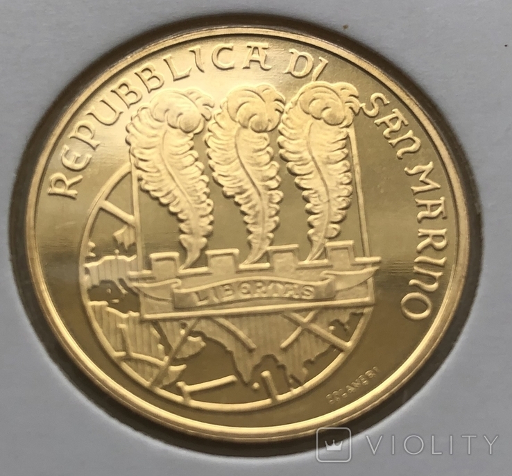 50 евро 2004 год Сан Марино Золото 16,2 грамма 900, фото №3